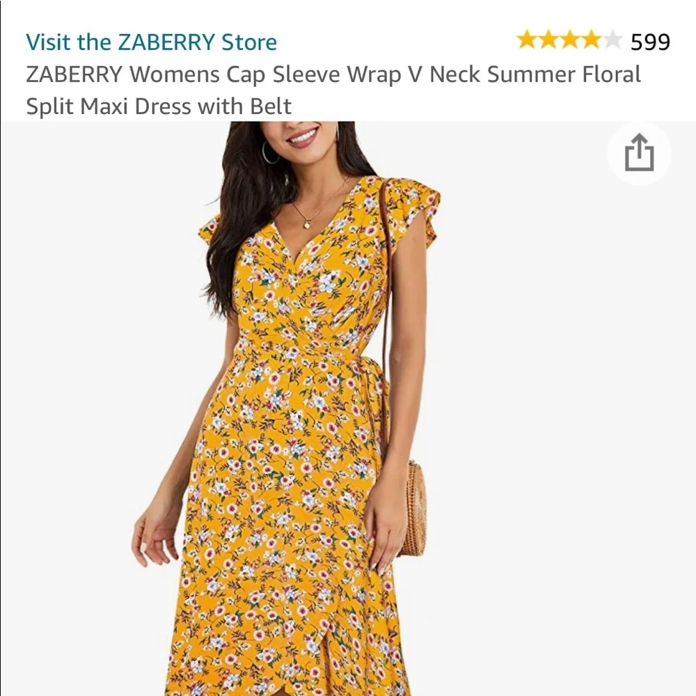 Zaberry floral and yellow maxi/midi wrap dress-medium - Picture 1 of 6